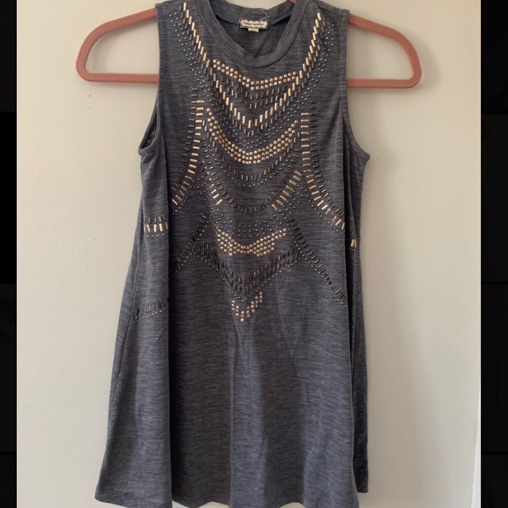 Grey Decorated Tunic Tank Top